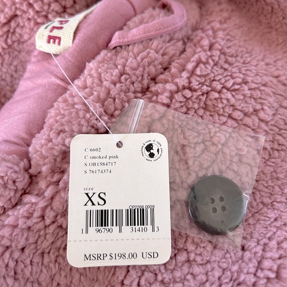 Free People Joplin Cozy Sherpa Faux Fur Teddy Jacket in Smoked Pink, XS NWT - Picture 6 of 13